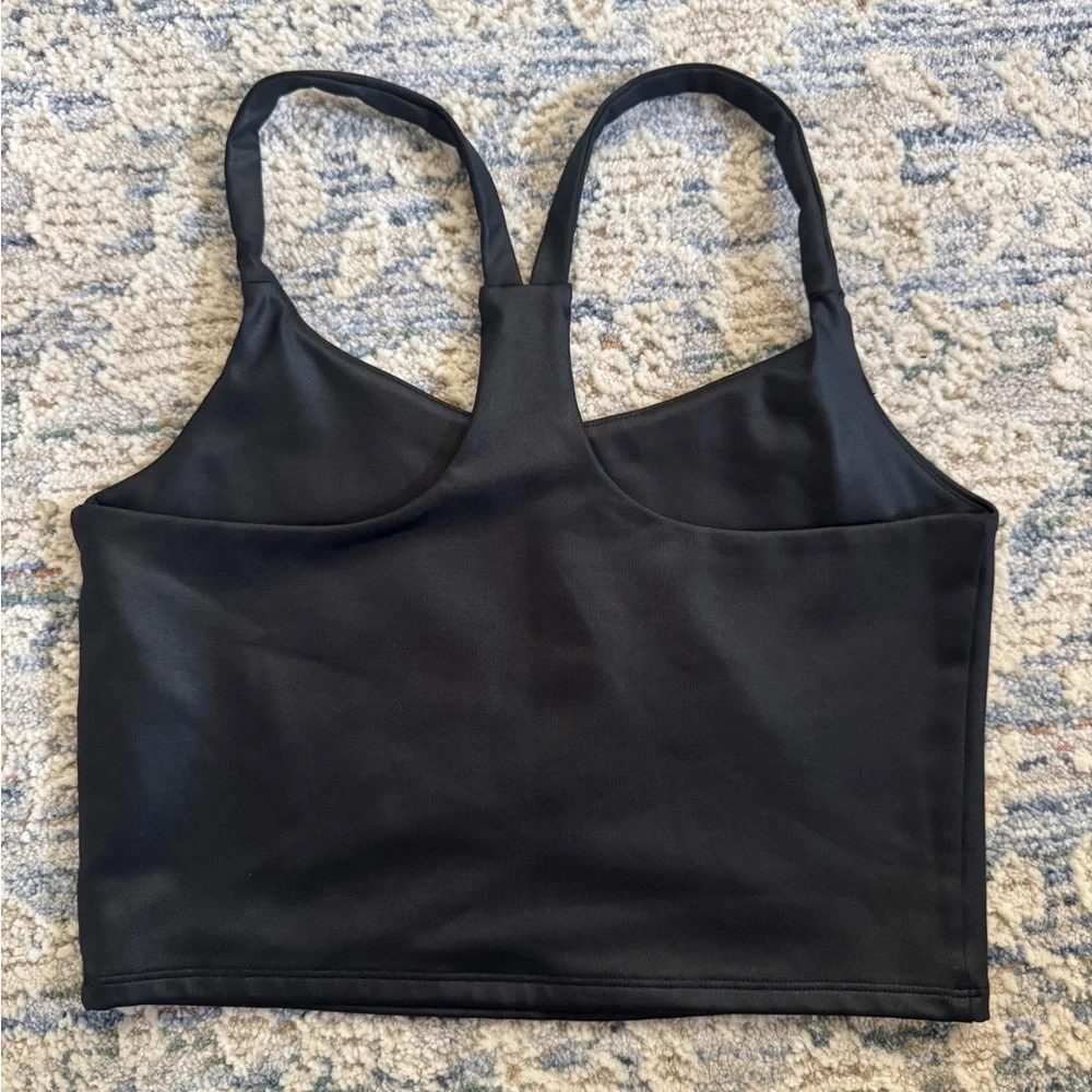 Abercrombie & Fitch Athletic Crop Top XS Black Faux Leather Look - Picture 3 of 3